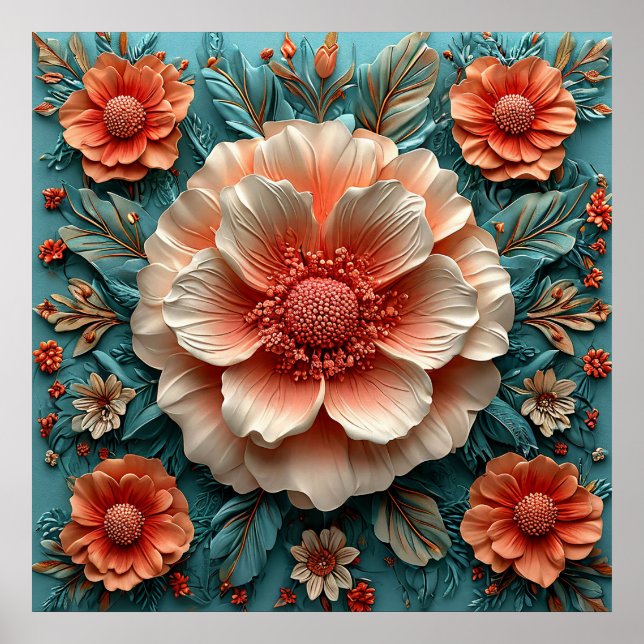 Große korallengroße Blume Poster (Vorne)