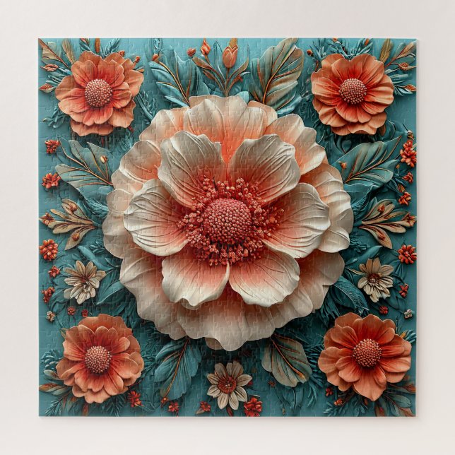 Große korallengroße Blume Puzzle (Vertikal)