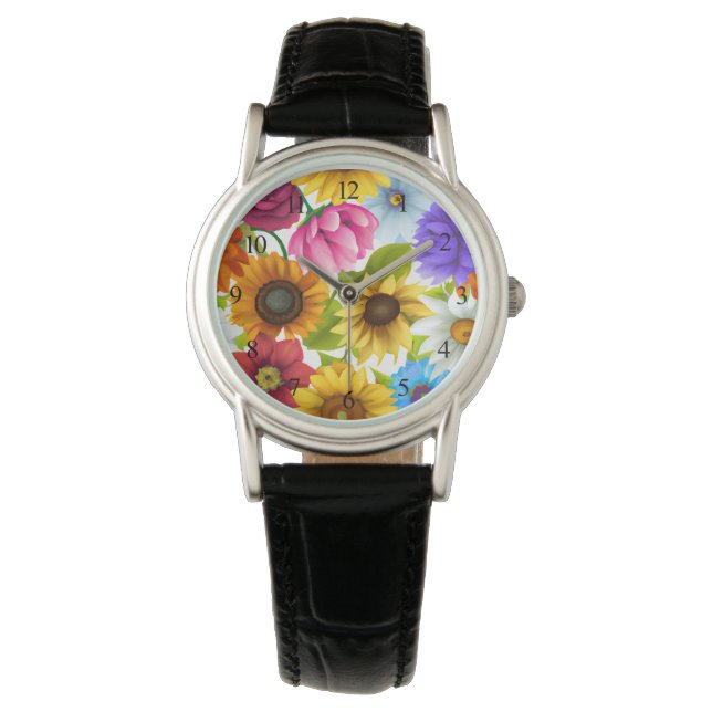 Große, kühne botanische Blume Armbanduhr (Vorderseite)