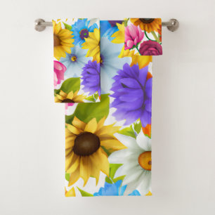 Große, kühne botanische Blume Badhandtuch Set