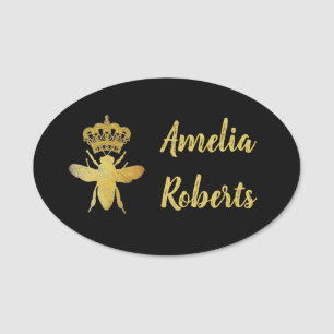 Große, kundenspezifische QUEEN BEE Gold Black Abz Namensschild