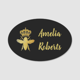 Große, kundenspezifische QUEEN BEE Gold Black Abze Namensschild