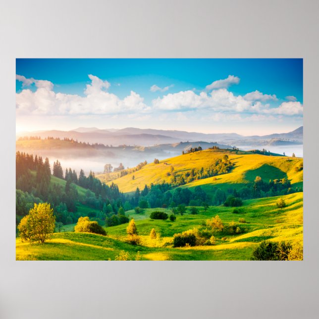 Große Landschaft im Morgenlicht. Loca Poster (Vorne)