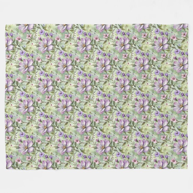 Große Lavendel-Blume auf Mint Fleecedecke (Vorderseite (Horizontal))