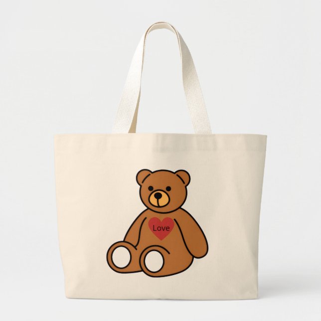 Große Leinentasche – Teddybär (Vorne)