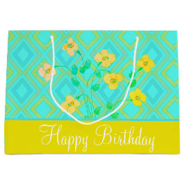 Große Lemon Limone und Aquamarine Geschenktasche Geschenktüte