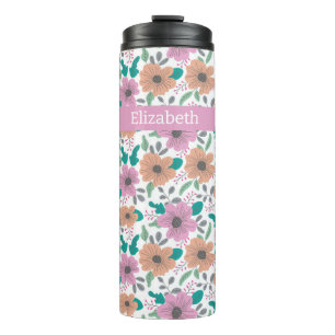 Große Leuchtende Blumen Personalisiert Thermosbecher