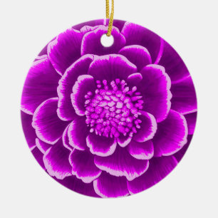 Große Lila Dahlia-Blume Keramik Ornament