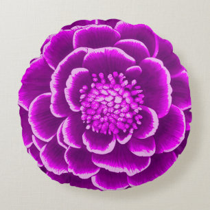Große lila Dahlie-Blume   Rundes Kissen