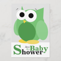 Große lustige grüne Eulen-Babyparty-Einladungen