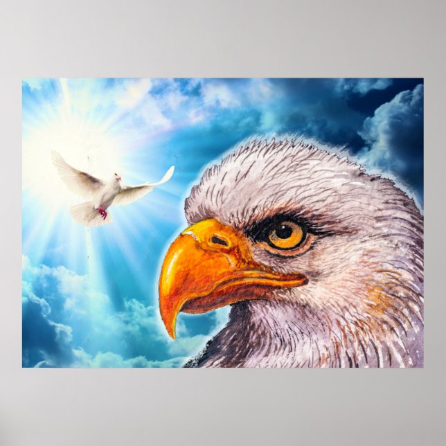 Große mächtige Bald-Adler-Poster-Hoffnung für Amer Poster (Vorne)