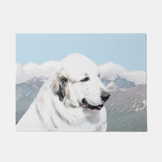 Große malende Pyrenäen - ursprüngliche Hundekunst Fußmatte (Vorderseite)