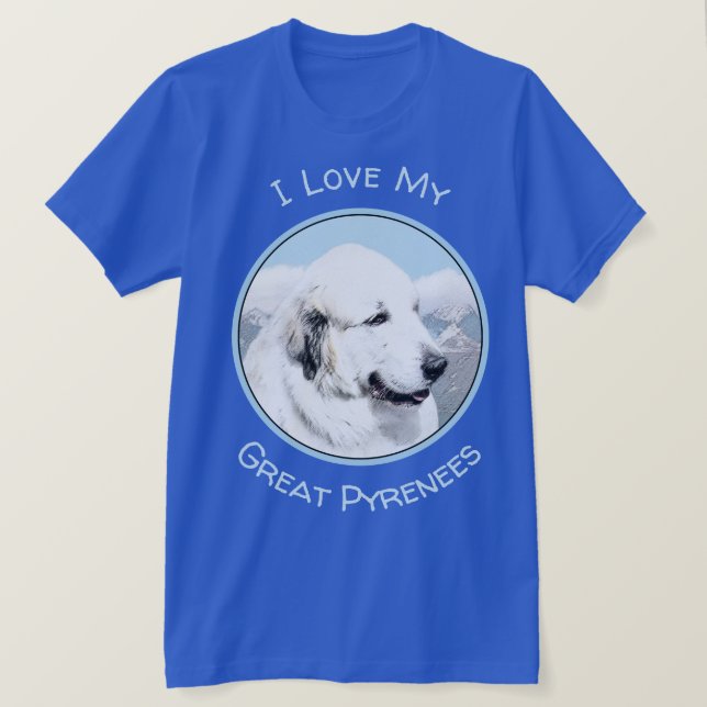 Große malende Pyrenäen - ursprüngliche Hundekunst T-Shirt (Design vorne)