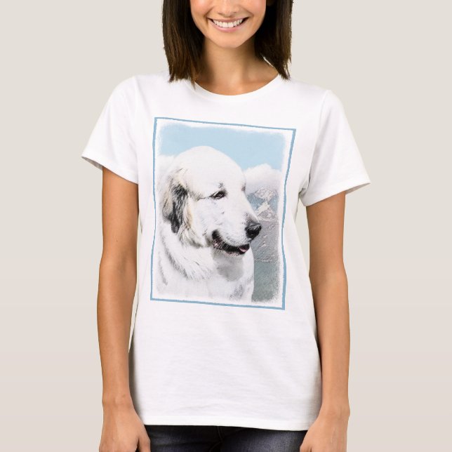 Große malende Pyrenäen - ursprüngliche Hundekunst T-Shirt (Vorderseite)