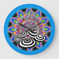 Große Mandala Magic Mushroom Blue Black Wall Uhr