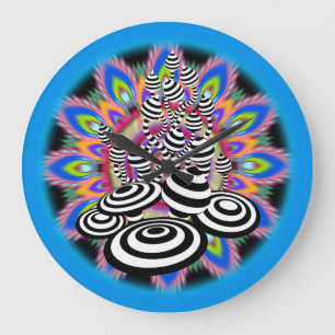 Große Mandala Magic Mushroom Blue Black Wall Uhr