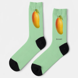 Große Mango, süße Frucht und Name auf Grün Socken