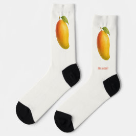 Große Mango, süße Frucht und Name auf Weiß Socken
