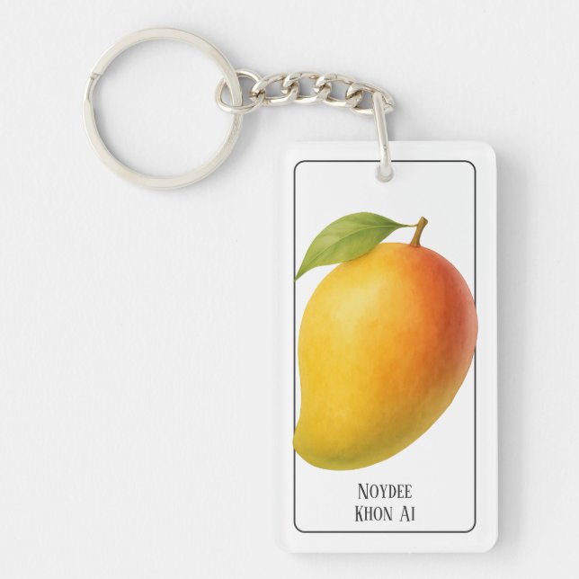 Große Mango, süße Frucht und Name Schlüsselanhänger (Vorderseite)
