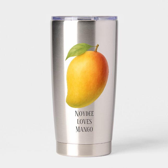Große Mango, süße Frucht und Name Thermobecher (Vorderseite)