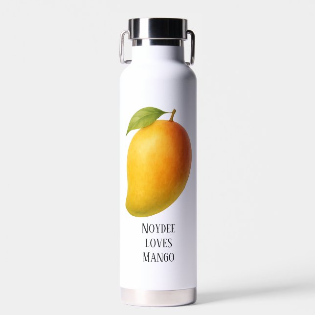 Große Mango, süße Frucht und Name Trinkflasche (Vorne)
