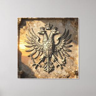 Große Marmorskulptur des illyrischen Adlers mit Leinwanddruck