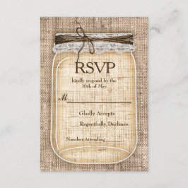 Große Mason Jar & Burlap Lace Rustic Wedding RSVP Karte