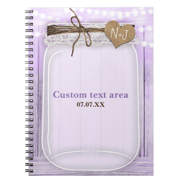 Große Mason Jar & Lights Lavender Rustic Journal Notizblock (Vorderseite)