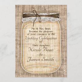 Große Mason Jar mit Burlap & Lace Rustikale Hochze Einladung
