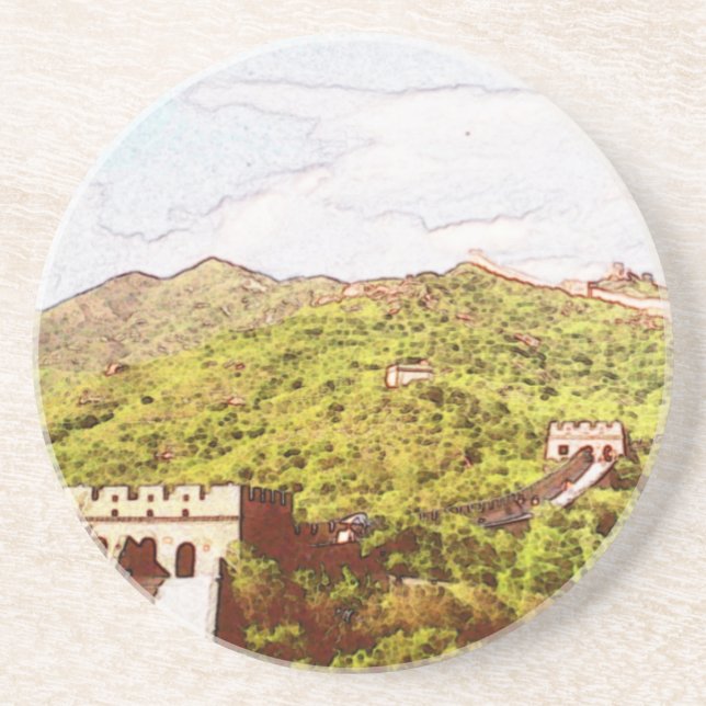 Große-Mauer Badaling-Achterbahn Sandstein Untersetzer (Vorne)