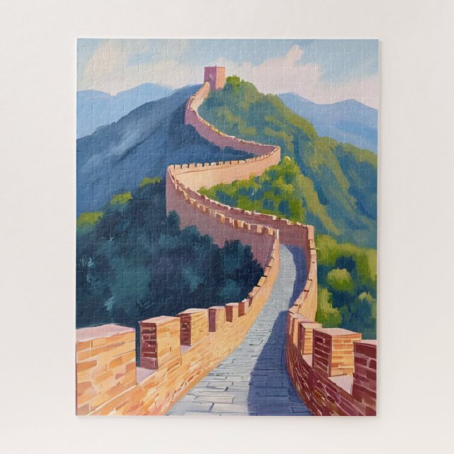 Große Mauer Chinas Gemälde Wasserfarbe Puzzle (Vertikal)