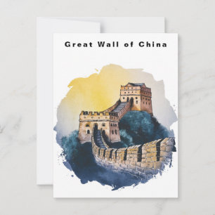 Große Mauer Chinas Reise Wasserfarbe  Postkarte