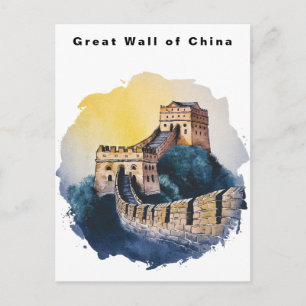 Große Mauer Chinas Reise Wasserfarbe Postkarte
