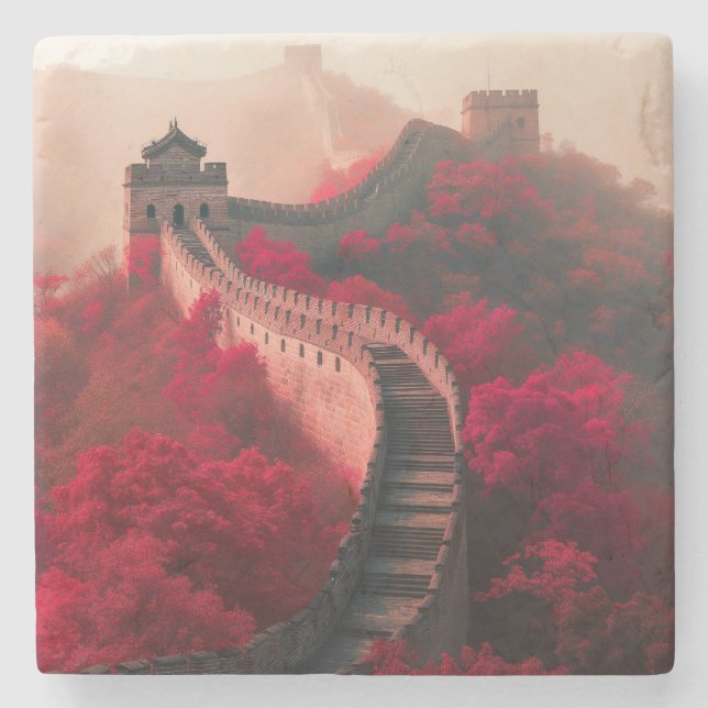 Große Mauer der China im Herbst - Landschaftlich R Steinuntersetzer (Vorderseite)