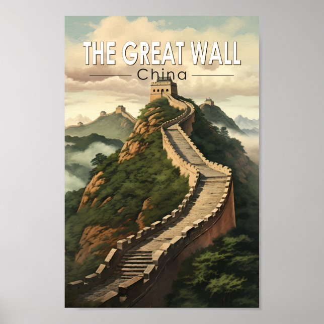 Große Mauer der China Reisen Vintag Poster (Vorne)