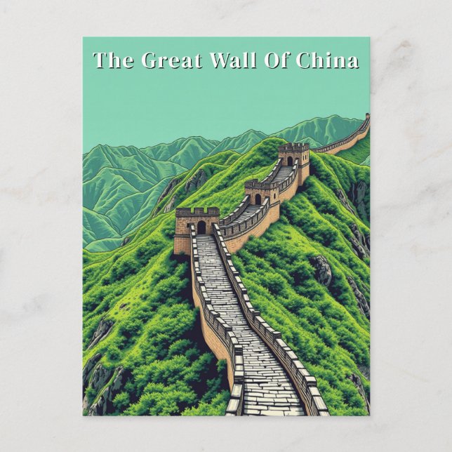 Große Mauer der China Retro Vintage Reise Postkarte (Vorderseite)