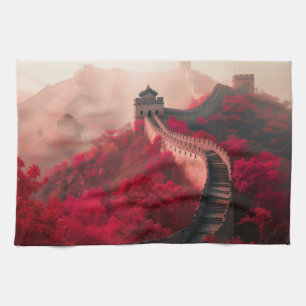 Große Mauer der China Roter Herbst Landschaftliche Geschirrtuch