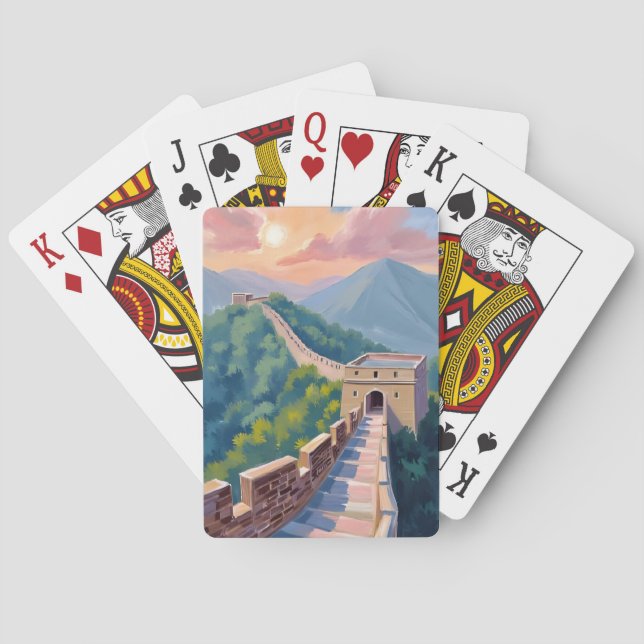 Große Mauer von China | Reise Malerei Spielkarten (Rückseite)