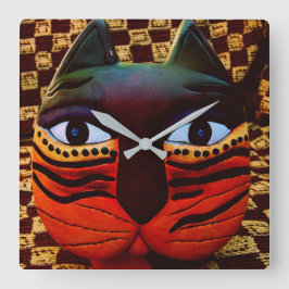 GROSSE MIEZEKATZEcat-UHR….ZEIT, DEN KITTY ZU Quadratische Wanduhr
