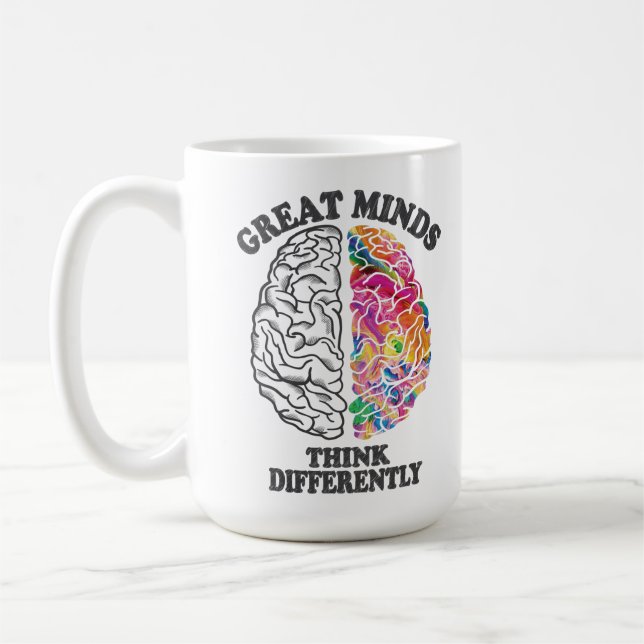 Große Minds denken anders Kaffeetasse (Links)