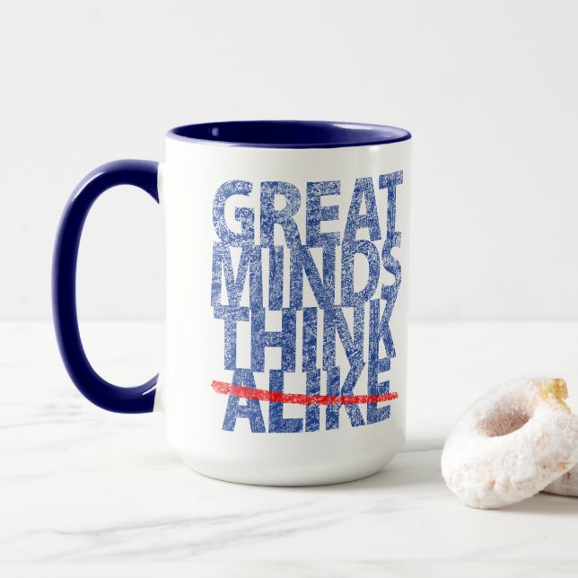Große Minds denken blauer Text Tasse (Mit Donut)