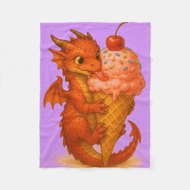 Große mit Augen Babyfeuertrappe Eiscreme-Fantasie Fleecedecke (Vorderseite)