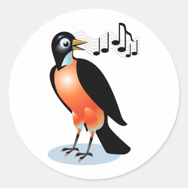 Große mit Augen Red Breasted Robin Singing Runder Aufkleber (Vorderseite)