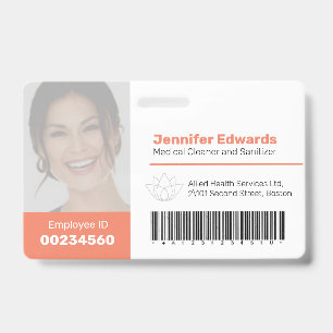 Große Mitarbeiter-Foto-ID und Barcode orange Ausweis
