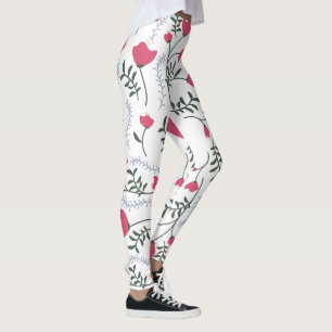 Große moderne Aquarellrot-Blume mit Verlassen Leggings