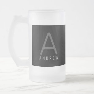 Große moderne graue und weiße Mit Monogramm Kaffee Mattglas Bierglas