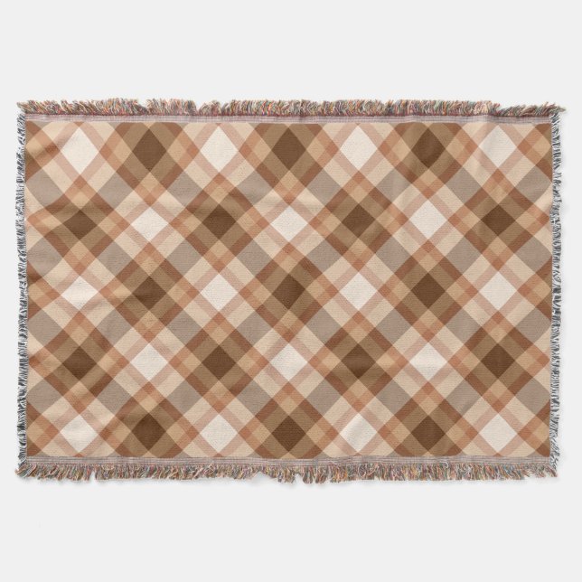 Große moderne Karierte, braune, beige, kopfische u Decke (Vorderseite)