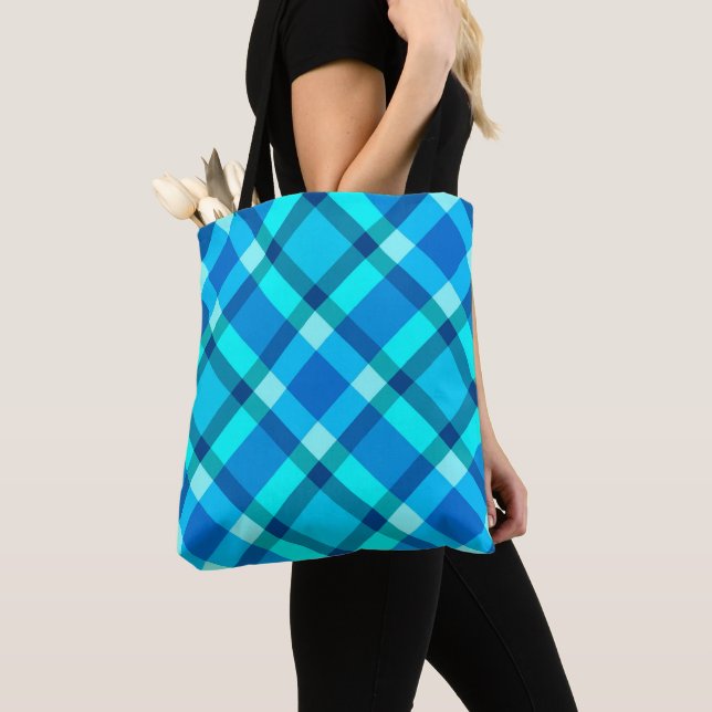 Große moderne Karierte, Cobalt Blue, Aqua & Turquo (Von Nahem)