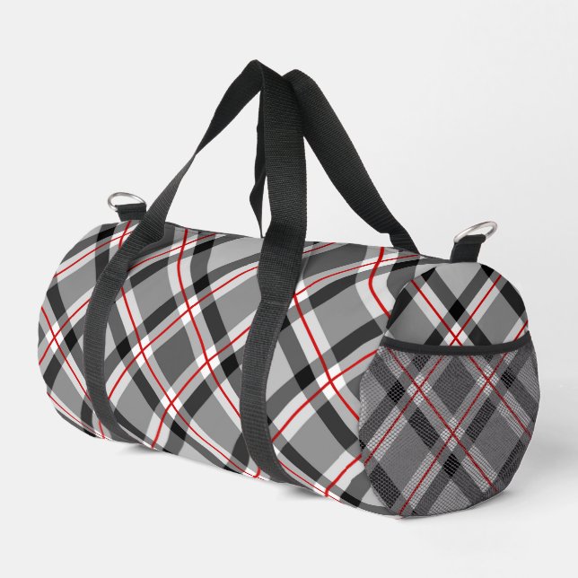 Große moderne Karierte, schwarze, weiße, graue und Duffle Bag (Rechte Ecke)