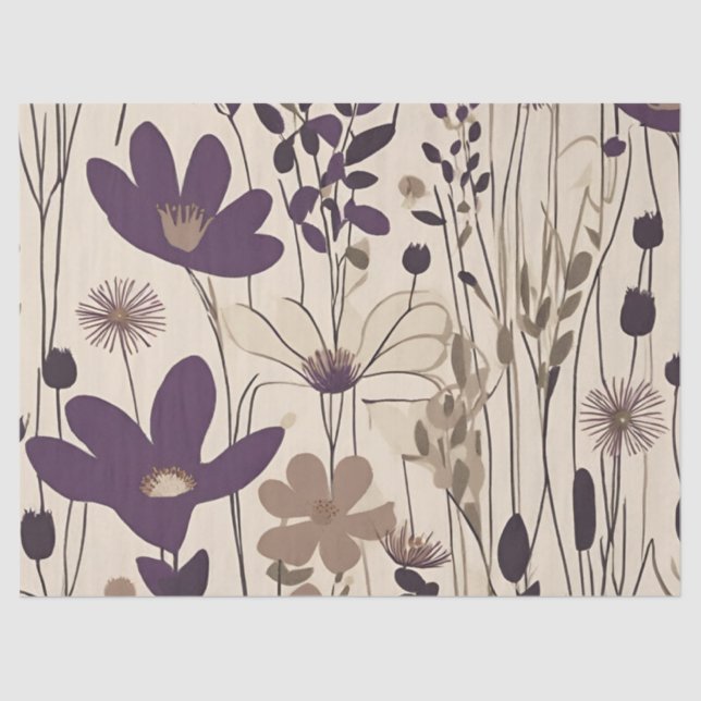 Große moderne Lila Eggplant-Blume Seidenpapier (Vorderseite)